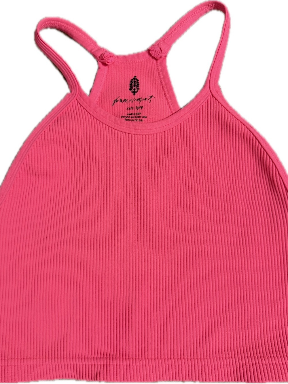 Free People Pink Ribbed Cropped Tank